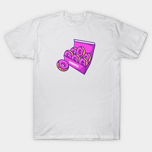 Doughnut With Box Cartoon Illustration T-Shirt by Catalyst Labs